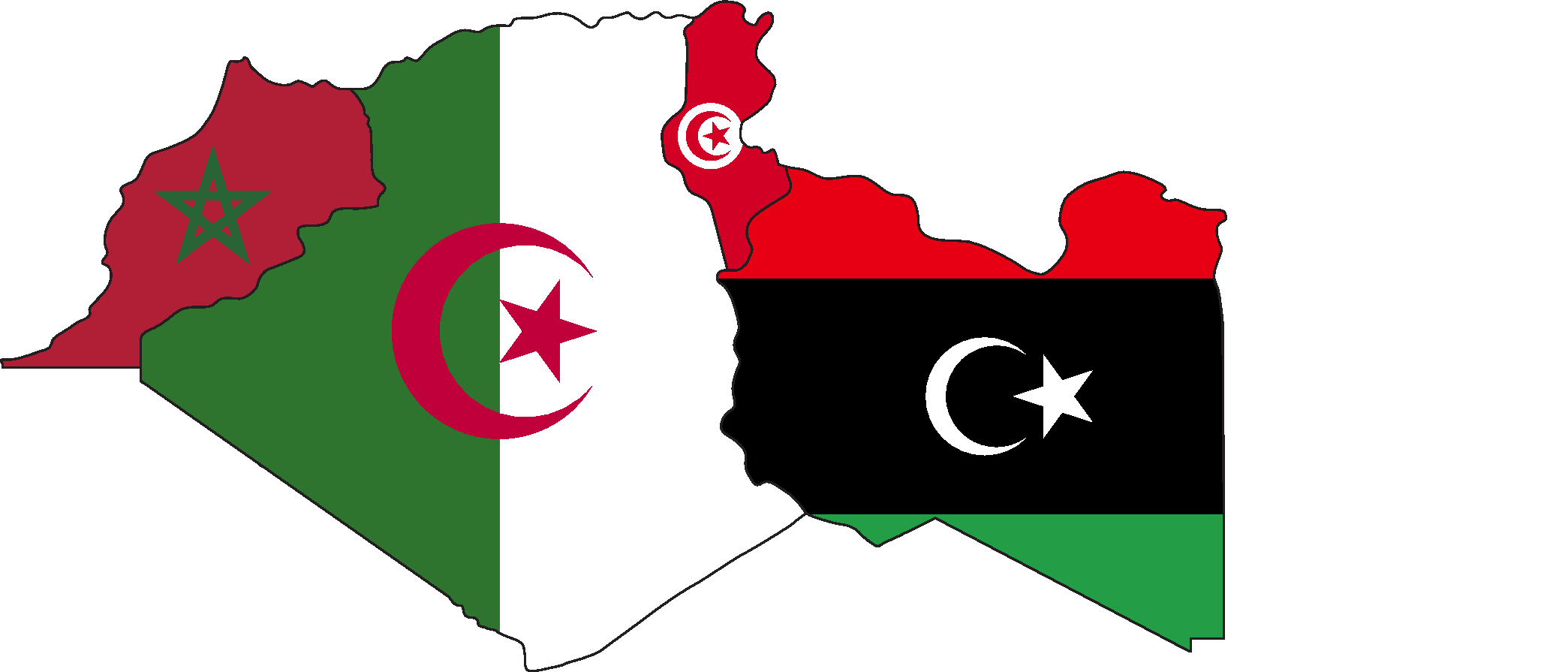 Марокко, Алжир, Тунис, Ливия ка́рта