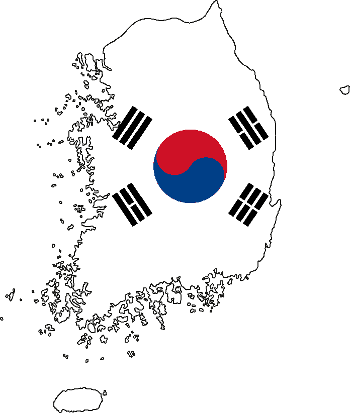 Südkorea Landkarte Umriss